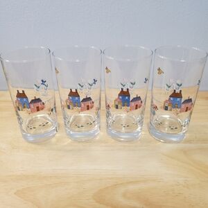 Vintage International Heartland Country Village 13oz Beverage Glass Tumblers